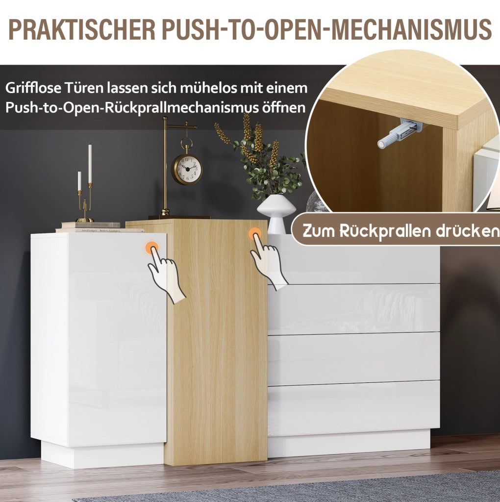 Credenza moderna bianca lucida con contenitore integrato