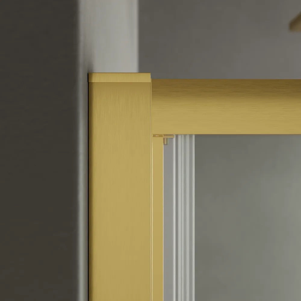 Box doccia slim 75x90cm con porta a libro e parete fissa profili oro spazzolato e vetro 6mm trasparente anticalcare h190| Portofino
