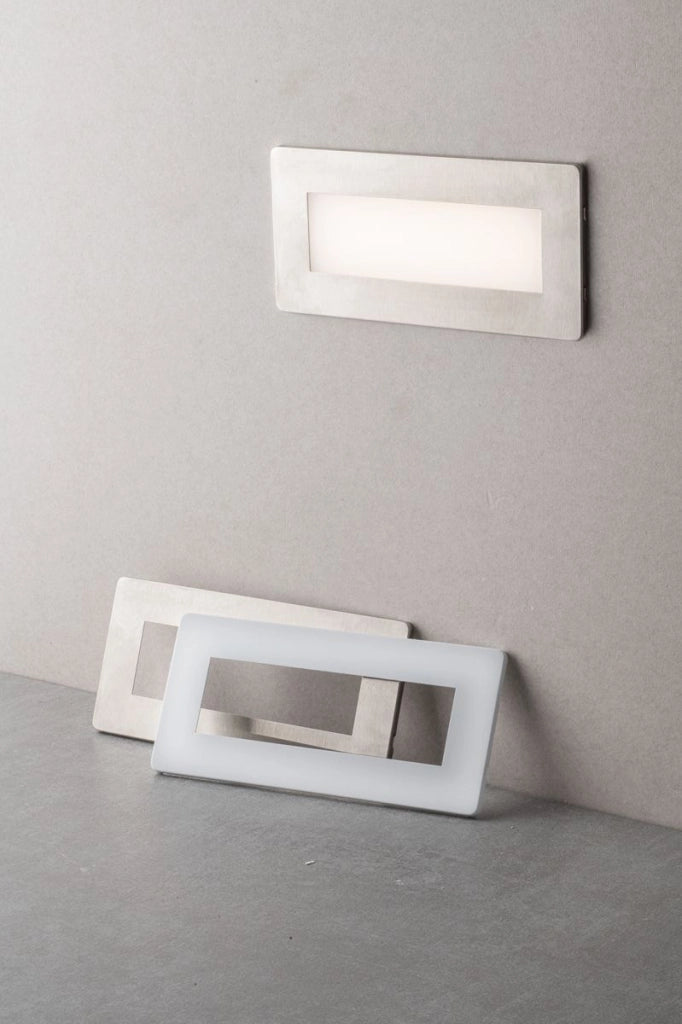 Faretto Segnapasso Incasso 506 LED 5W 650LM Luce CCT Doppia Placca Bianca Nikel IP65