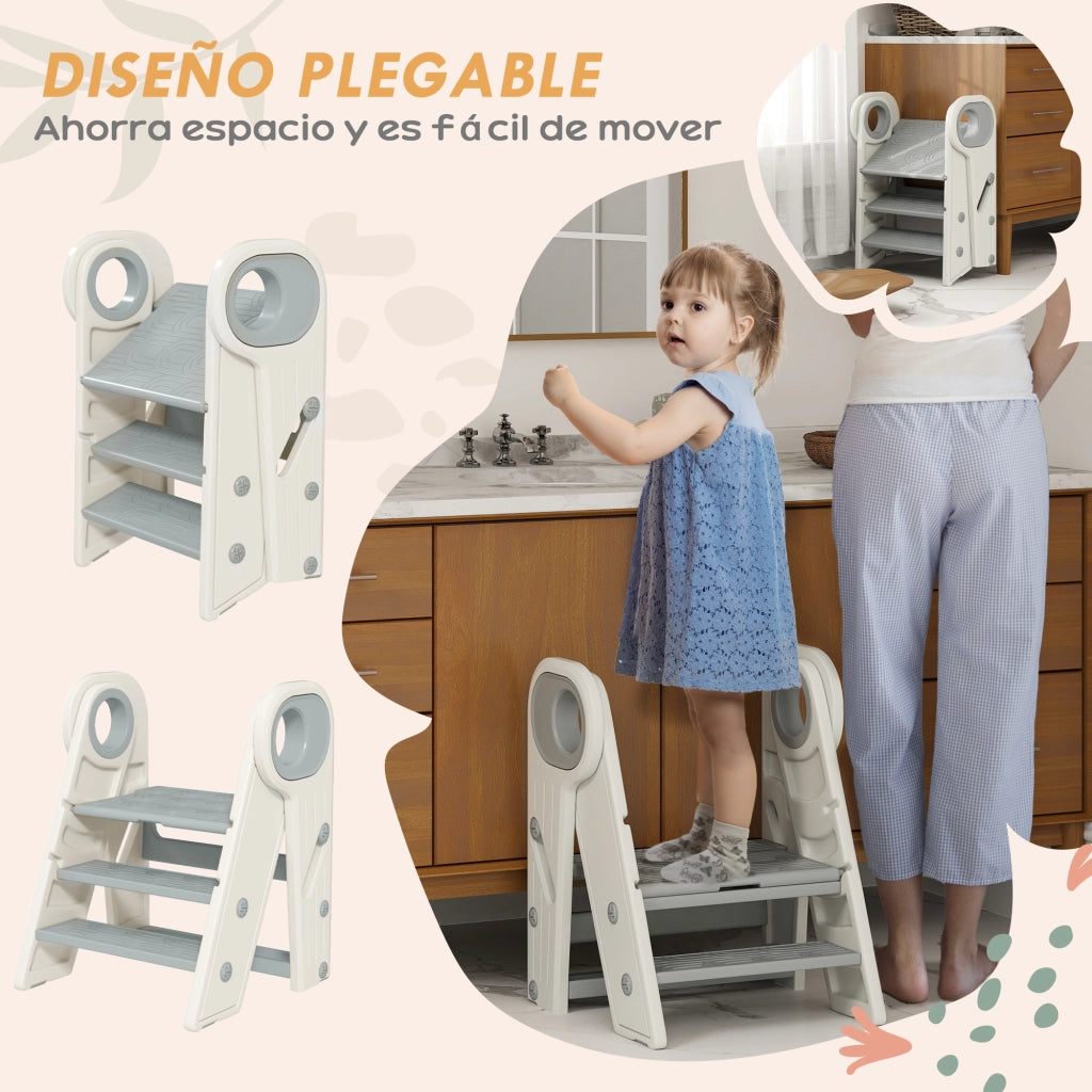 Scala di apprendimento regolabile per bambini ¨C zephmum ¨C grigio e bianco 90x40x90 cm
