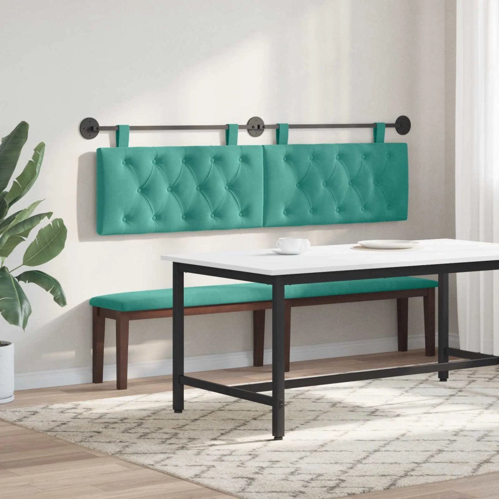 Testiera | Testata sospesa Con luce LED Turchese Velluto