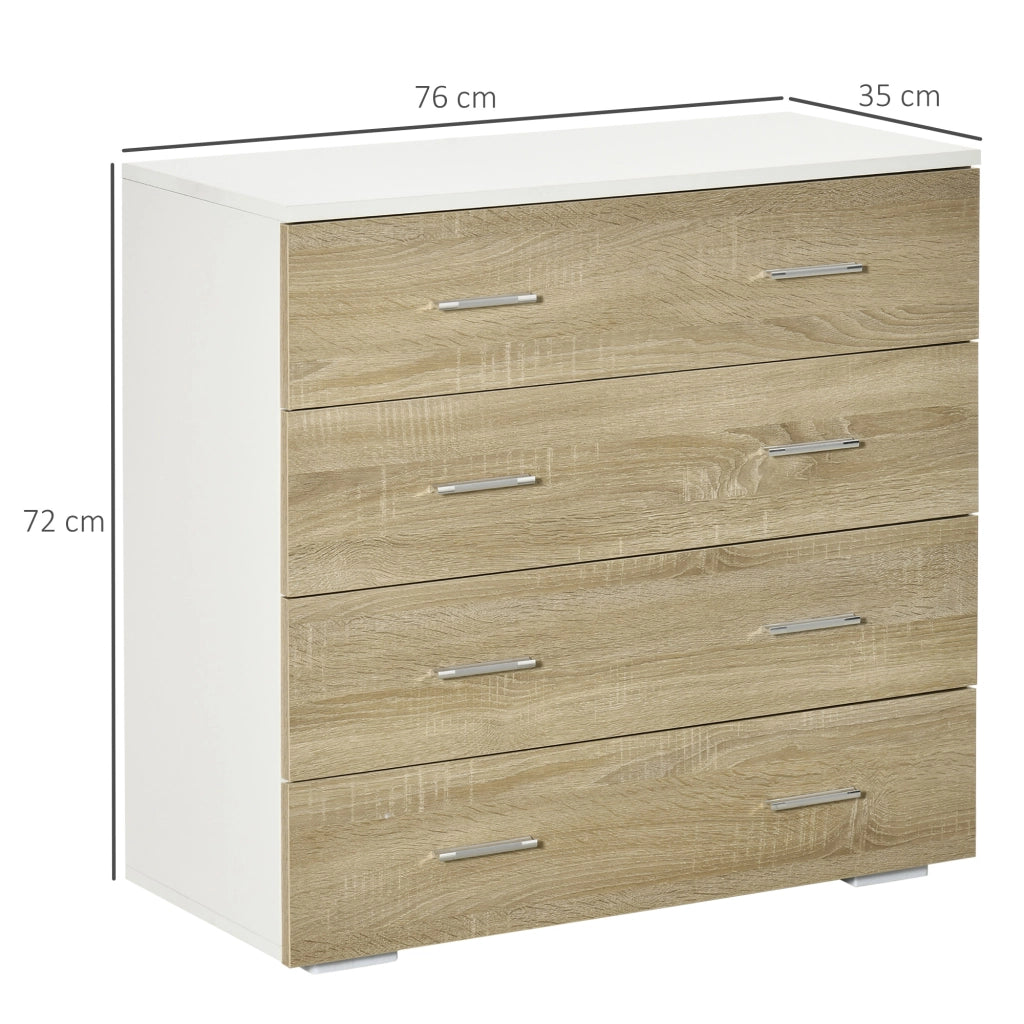 Cassettiera 4 Cassetti Moderna ¨C Zephmum ¨C Bianco Legno 76x35x72 cm