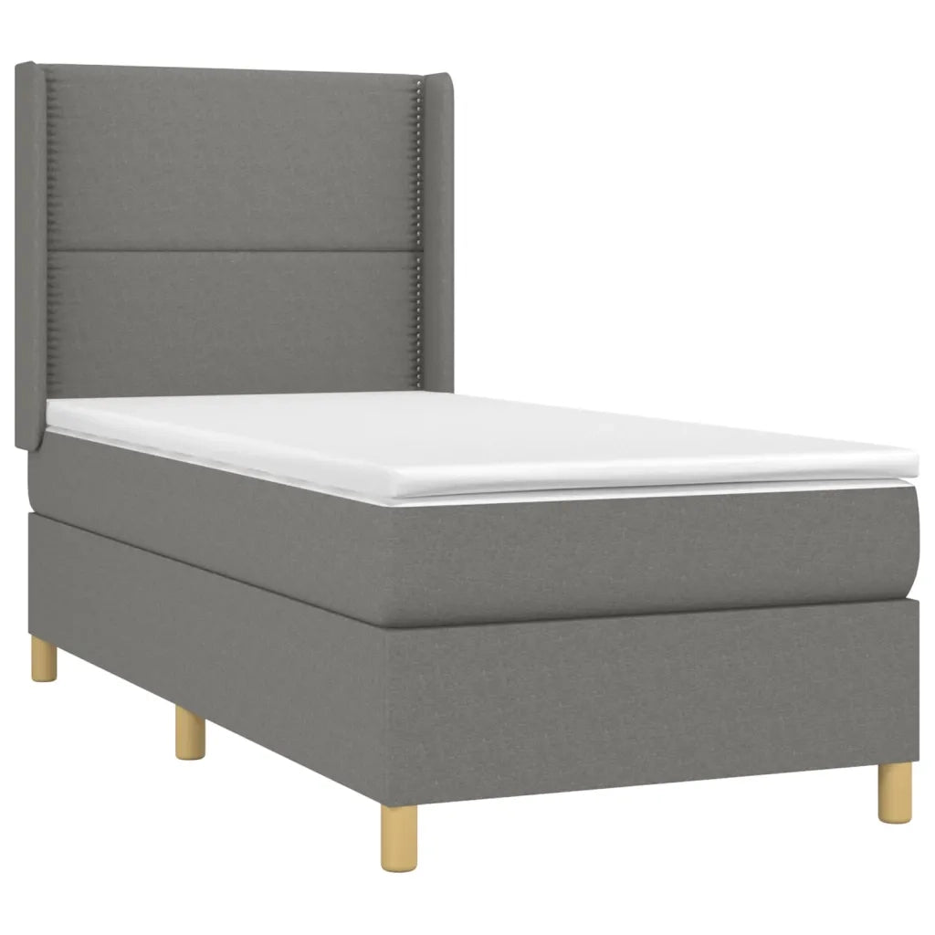 Letto a Molle Materasso e LED Grigio Scuro 100x200cm in Tessuto 3138774