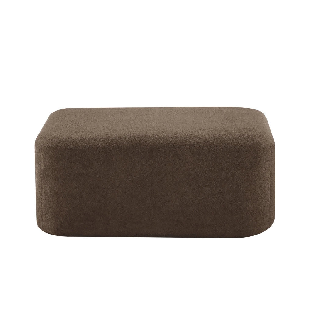 Divano modulare in velluto marrone con pouf