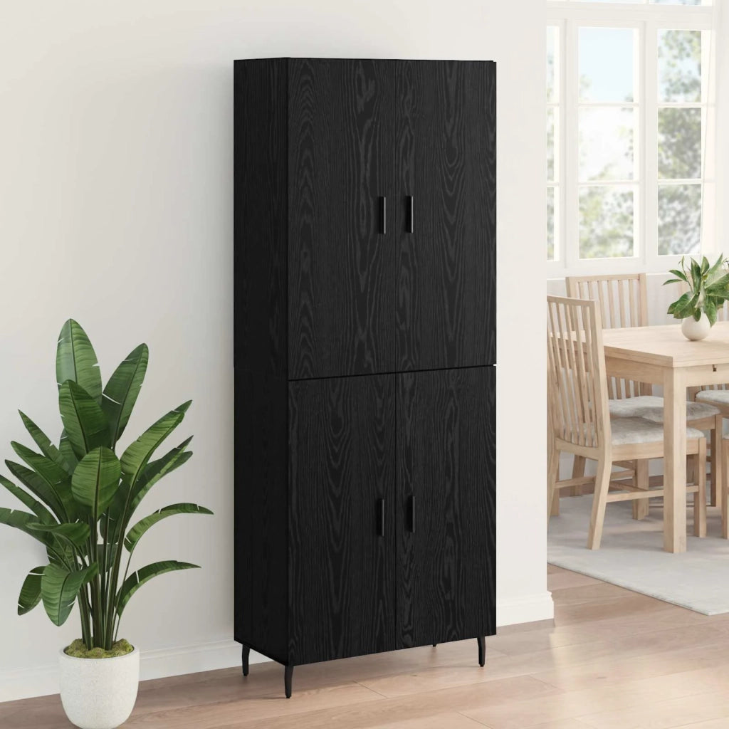 Credenza 2 pz | Madia | Buffet da pranzo | Armadio da pranzo Rovere nero Legno Stratificato e Vetro