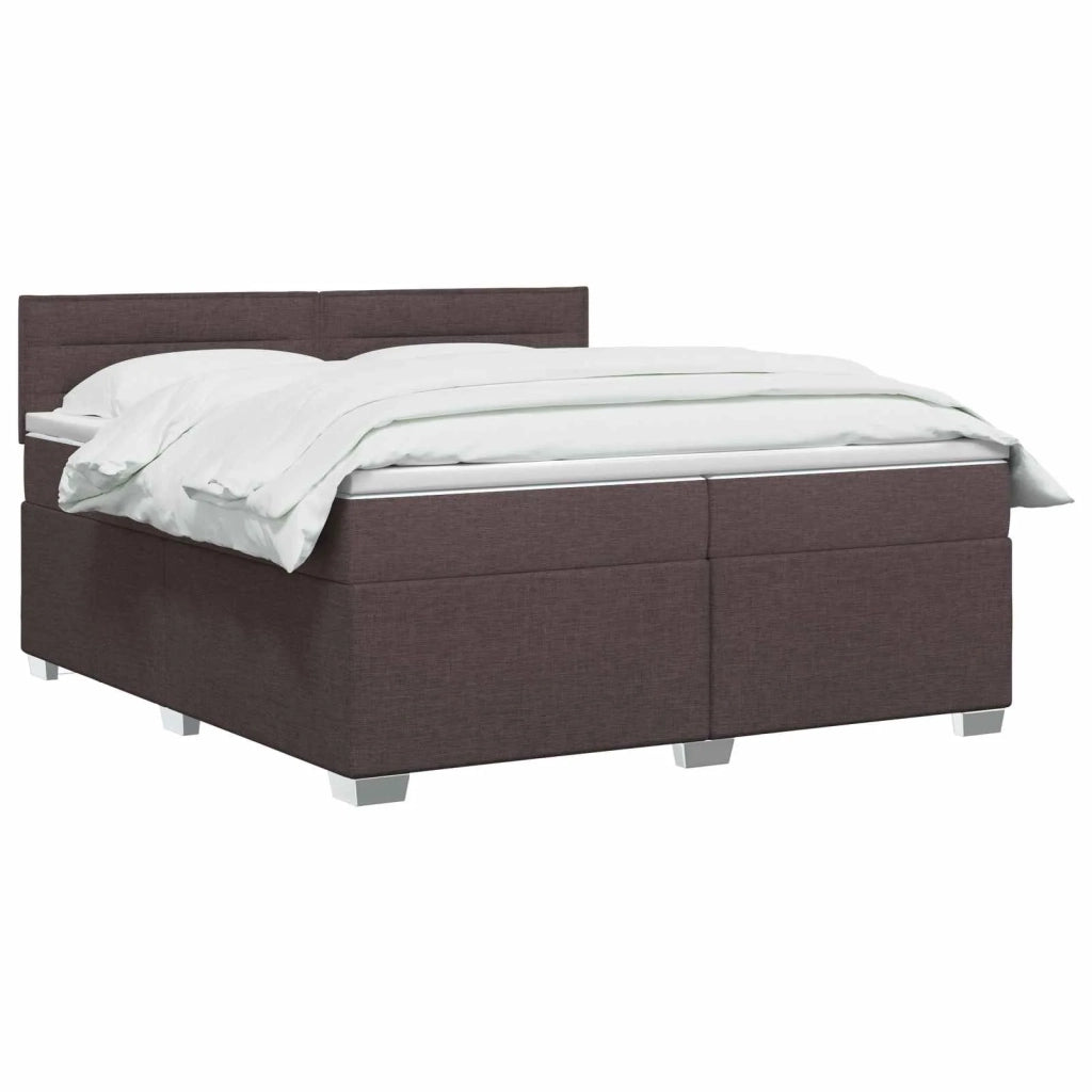 Letto con Box Spring, Materasso e LED Marrone Scuro Tessuto 3452018
