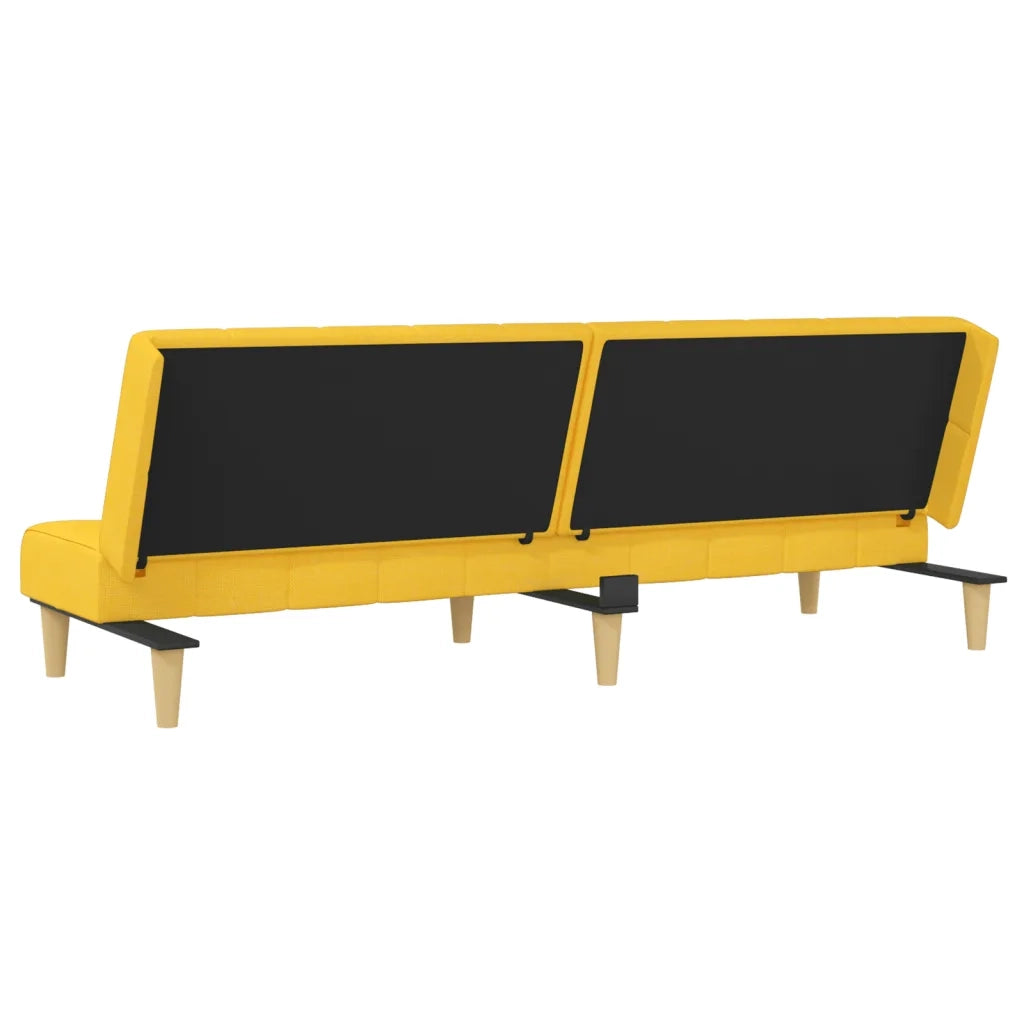 Divano Letto a 2 Posti Giallo in Tessuto 375831