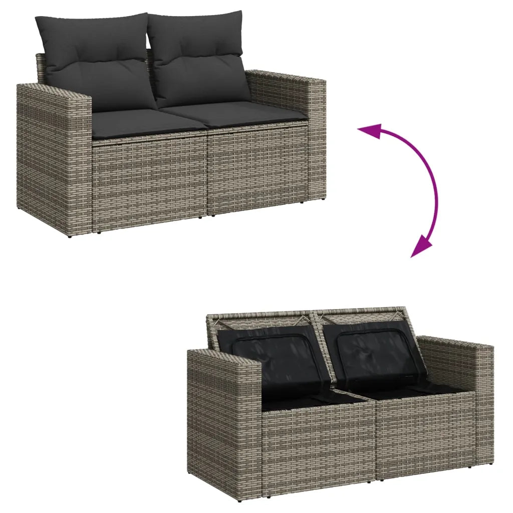 Set Divano da Giardino 10 pz con Cuscini Grigio in Polyrattan 3256655