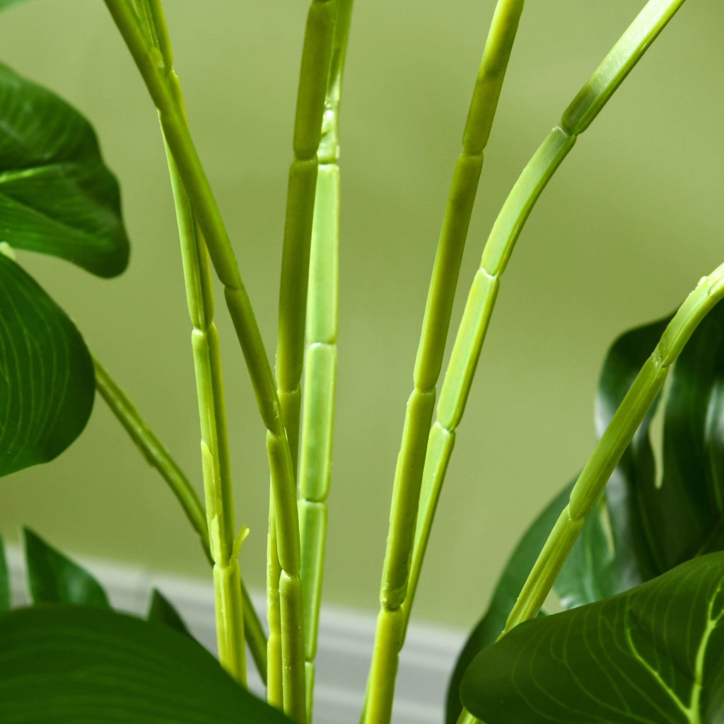 Pianta artificiale monstera realistica con vaso nero e muschio artificiale in plastica verde per interni ed esterni altezza 120 cm