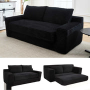 Divano Letto 2 Posti 2 in 1 in Velluto a Coste con Memory Foam; Senza Montaggio; Nero
