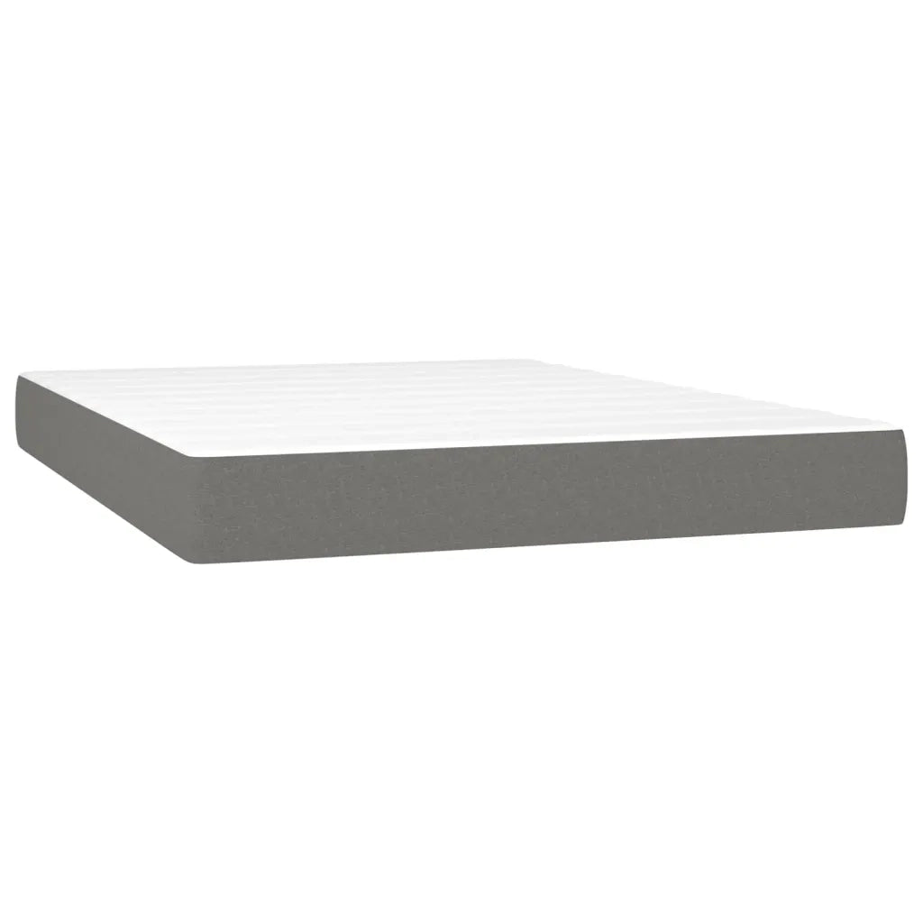 Letto a Molle Materasso e LED Grigio Scuro 140x190cm in Tessuto 3133710