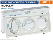 V-TAC VT-7223 PORTAFARETTO TRIPLO ORIENTABILE DA INCASSO PER LAMPADINE AR111 - SKU 3577