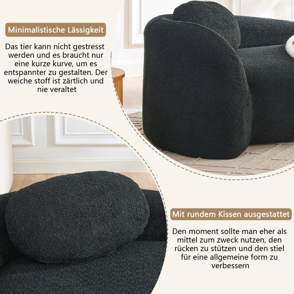 Divano Morbido in Tessuto Teddyfleece con Cuscini ¨C MINIMAL ¨C Nero