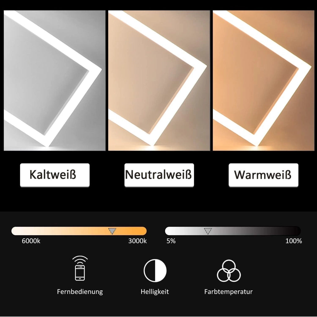 ZMH Lampada da soffitto plafoniera Rhombus Frame 48W dimmerabile per camera letto