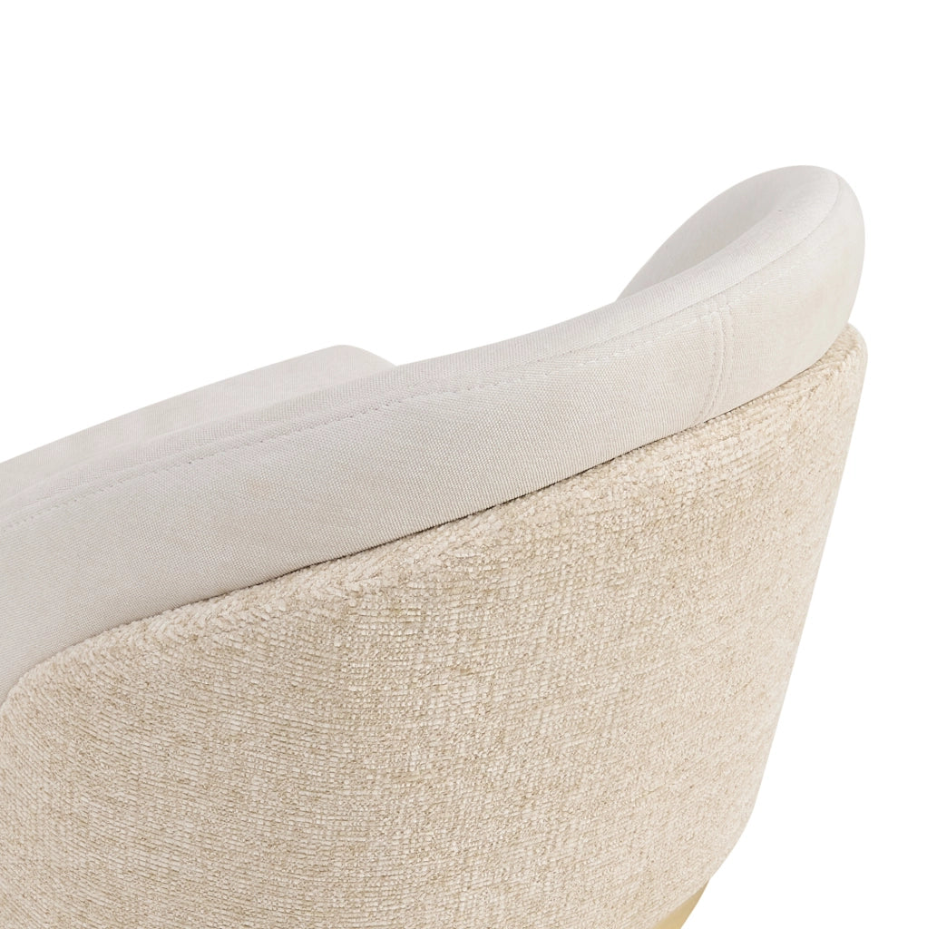Set 4 sedie da pranzo in ciniglia beige con gambe dorate in metallo HOMVRA