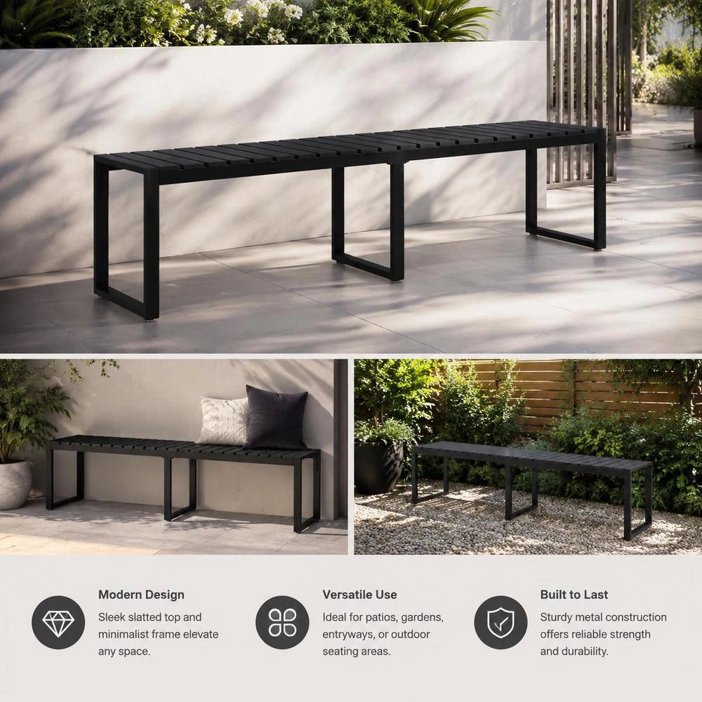 Garden Bench 180 Cm PS Board Black