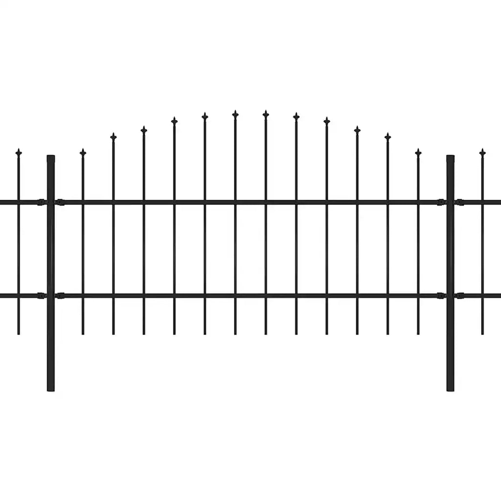 Recinzione da Giardino | Recinzione da cortile con Punta a Lancia in Acciaio 1070x100 cm Nera