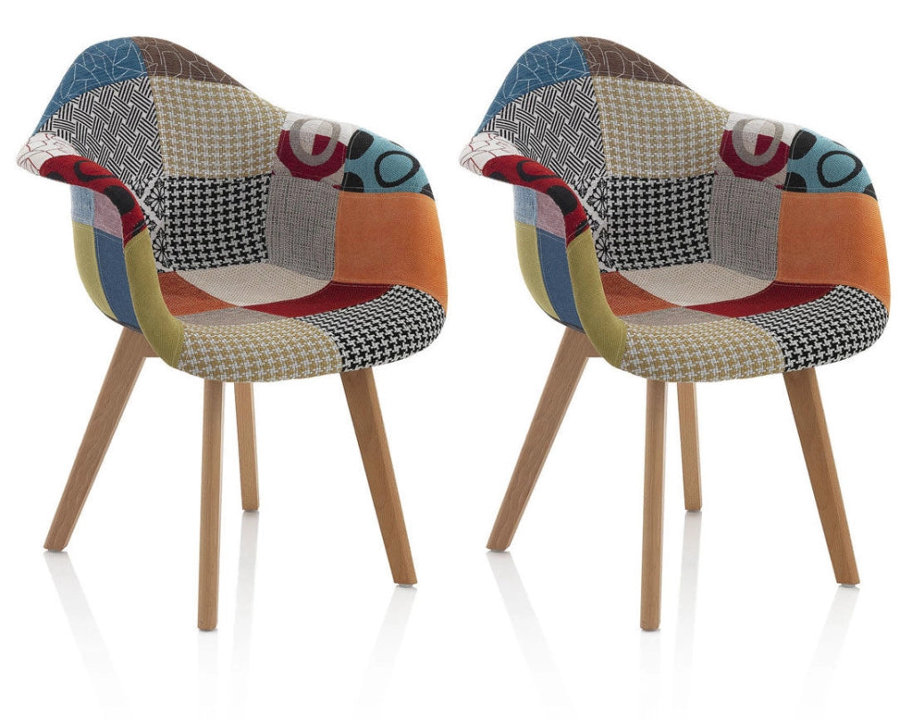 Set 2 Sedie 65x56x81,5 cm in Tessuto Patchwork