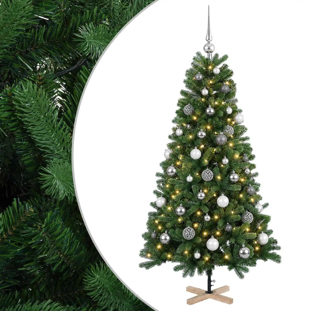 Albero di Natale artificiale con palline 150 cm 150 LED 3461401