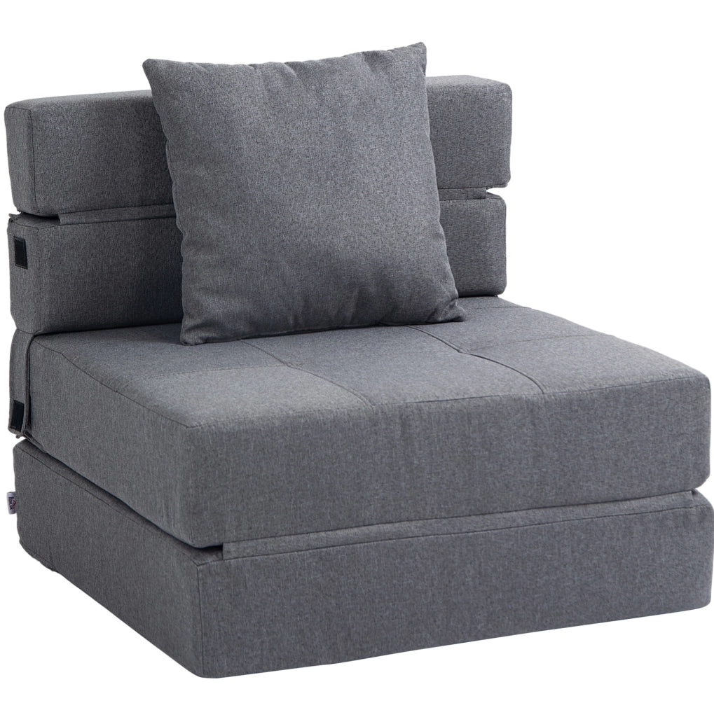 Poltrona Letto 2-in-1 Pieghevole con Funzione Relax e Divano, Portata 120 kg, Grigio Scuro