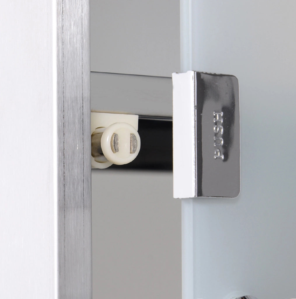 Armadio porta medicinali in acciaio inox con serratura, 3 scomparti, 25 x 12 x 48 cm, porta in vetro satinato