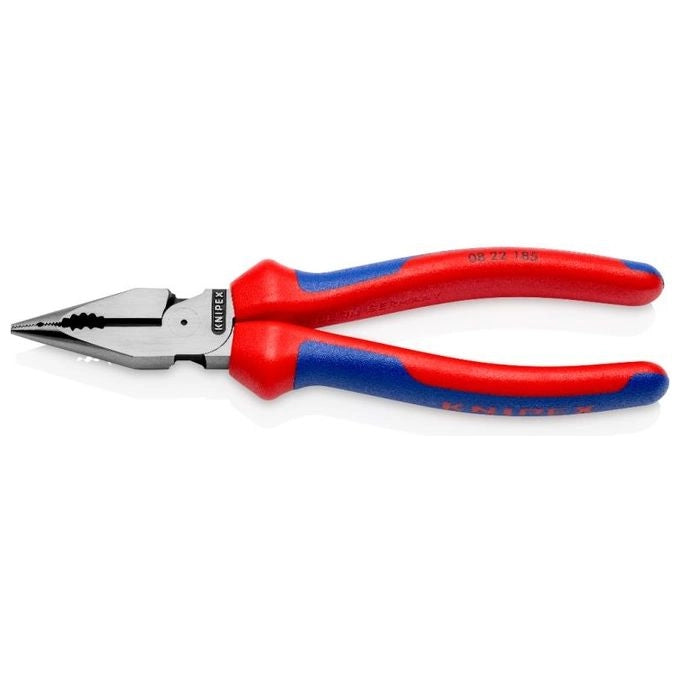 KNIPEX 08 22 185 Pinza Universale con Testa a Punta 185 mm Manici Comfort con Taglienti Temprati 64 HRC colore Nero