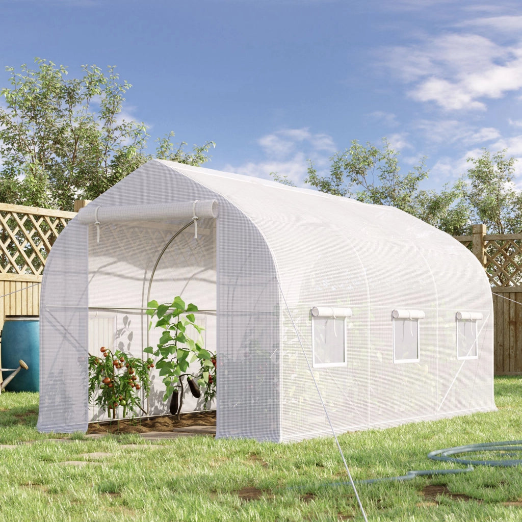 Serra Tunnel da Giardino 4x2x2m ¨C Xylo ¨C 6 Finestre Traspiranti Porta Avvolgibile Bianco