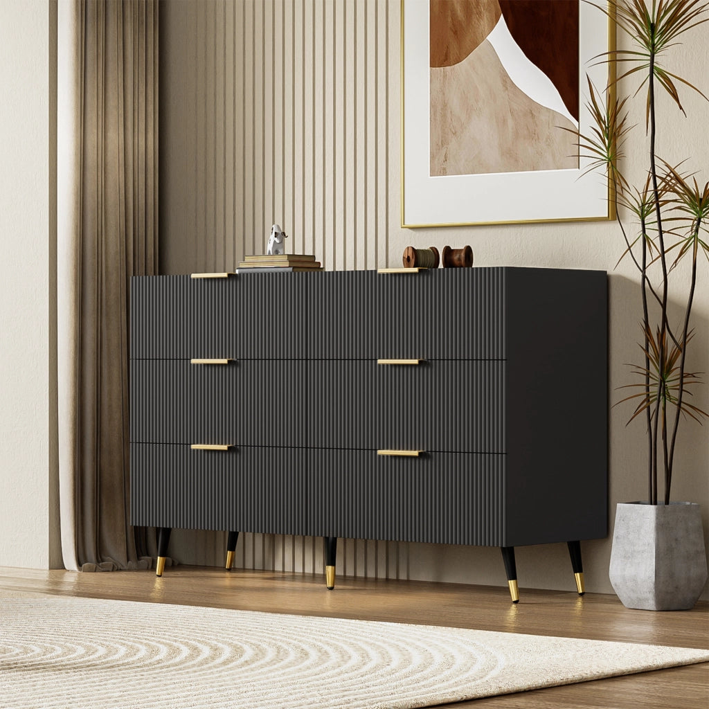 Credenza con 6 cassetti; design moderno; per soggiorno; sala da pranzo e camera da letto; 120 × 40 × 77 cm