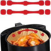 Set di Beugoli in Silicone - 2 Set - Magnetizzatori per Airfryer - Beugoli Magnetici in Silicone - Accessori Cucina - Rosso - Materiale BPA-Gratuito - Accessori per Air Fryer