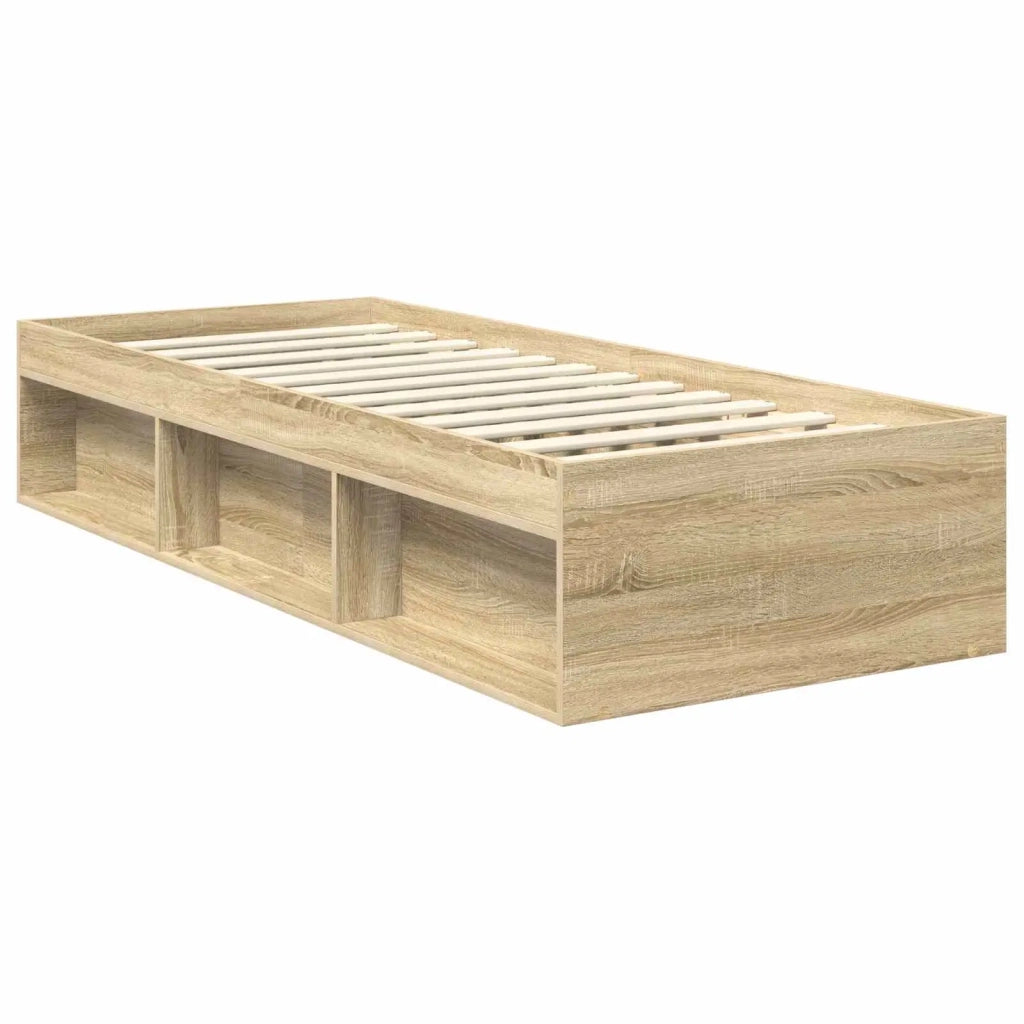 Letto singolo | Letto per adulti | Struttura del letto Rovere Sonoma 75 x 190 cm Pino massello
