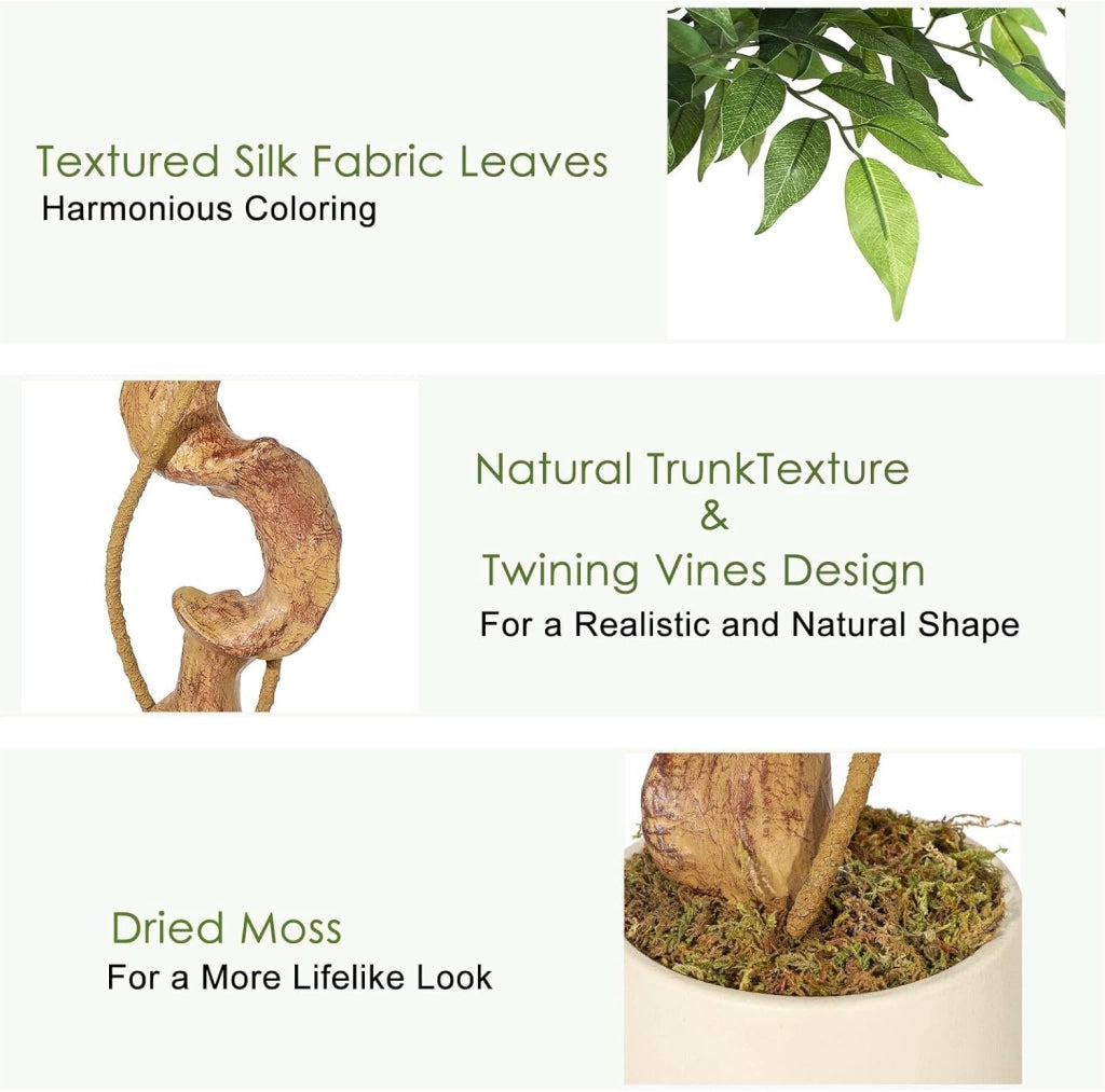 Ficus Artificiale 150 cm Grande Pianta Finta in Vaso per Interno ed Esterno