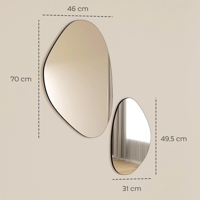 Set di 2 specchi da parete 70 x 46 cm in vetro e metallo nero, da appendere
