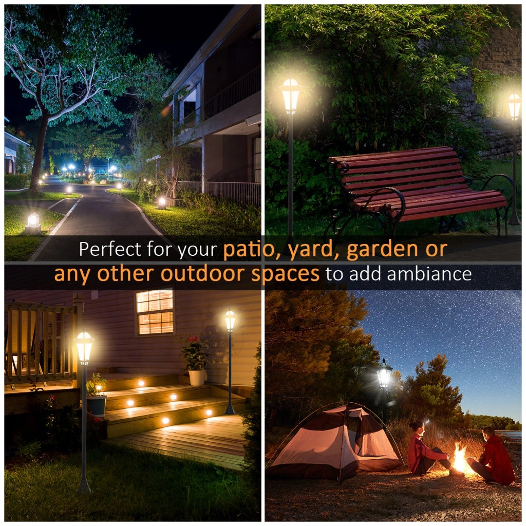 Set 2 Lampioni Solari per Giardino con 2 LED e Accensione Automatica   Nero
