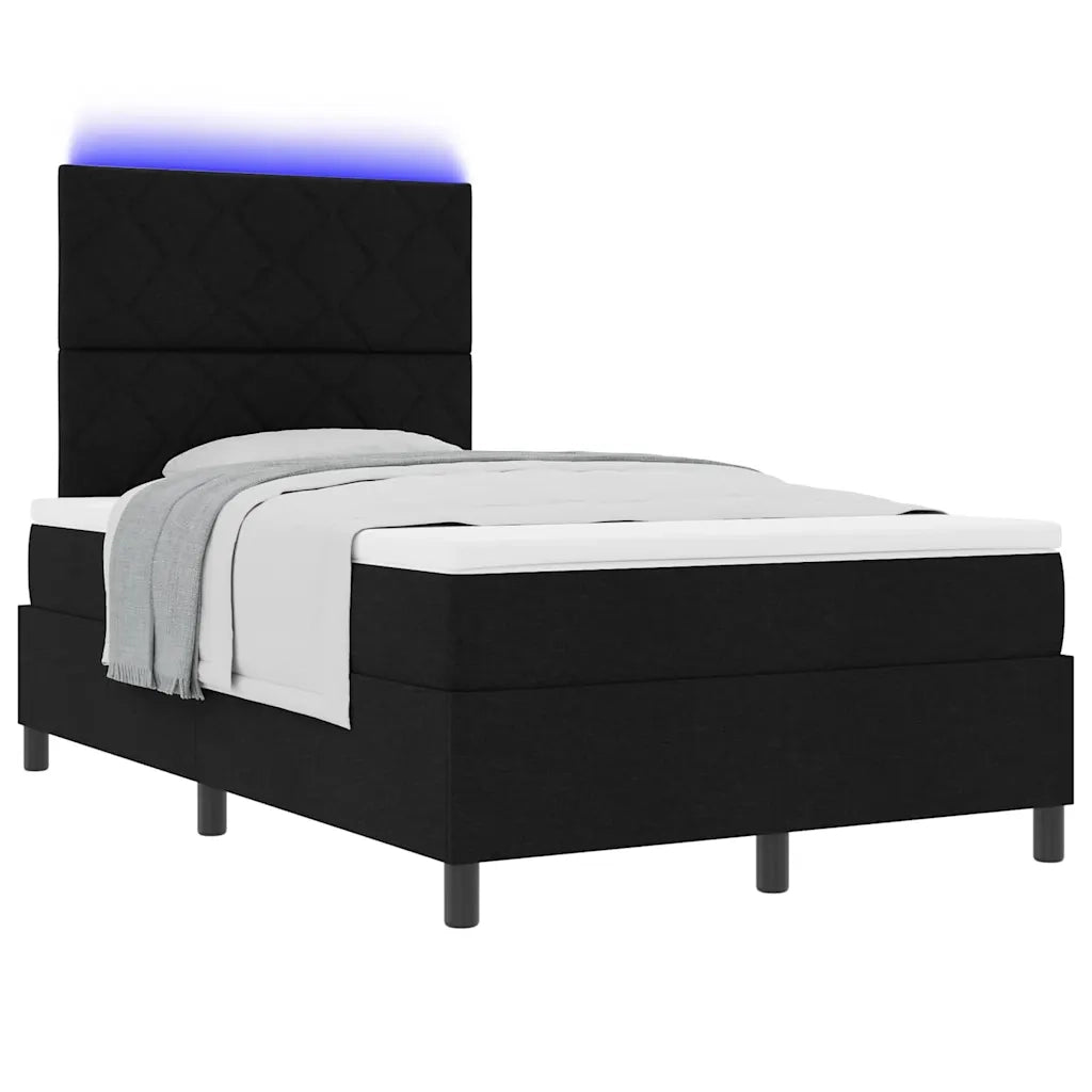 Letto a molle con materasso con led Nero 120 x 200 cm Tessuto