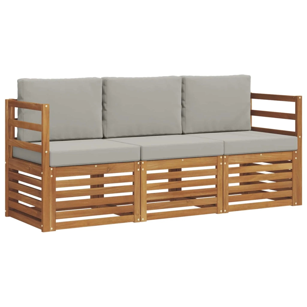 Set divani con cuscino 3 pcs Grigio Naturale e Chiaro 3374271