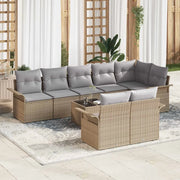 Set Divano da Giardino con archiviazione 9 pcs Beige polyrattan
