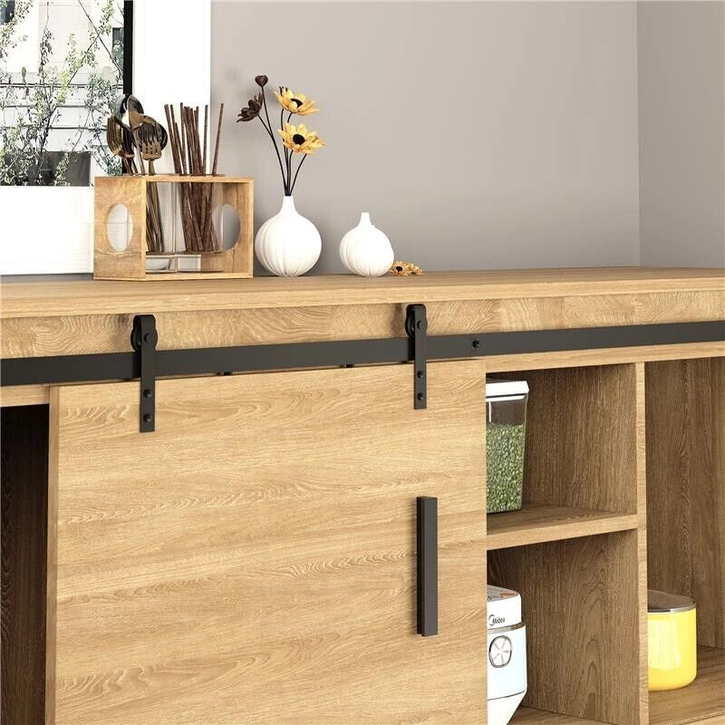 KIT PER PORTA SCORREVOLE IN LEGNO CON BINARIO 200CM E PORTATA 20KG, NERO