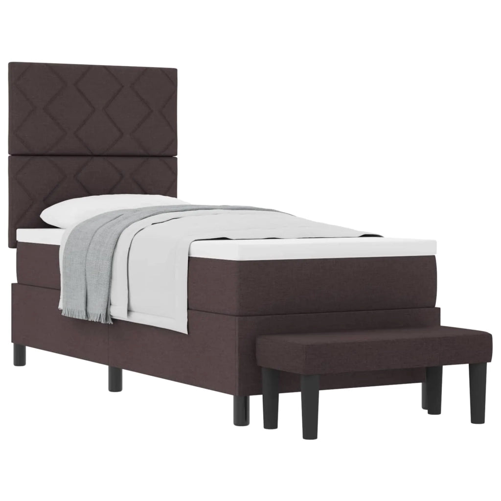 Letto a molle con materasso Marrone Scuro 80 x 200 cm Tessuto
