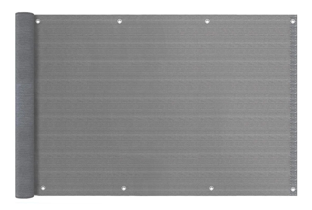 Telo Copribalcone Tinta Unita 90 x 500 Cm HDPE UV Frangivento Con Occhielli e 24 Metri Corda Schermo Privacy Terrazzo Frangivista Recinzione Copri Ringhiera Balconi Antipioggia - Grigio