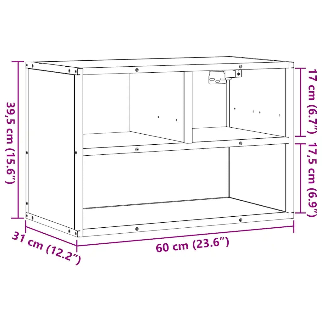 Mobile TV Rovere Fumo 60x31x39,5 cm Legno Multistrato e Metallo 848916