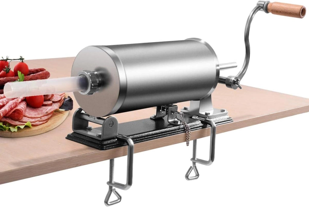 3kg Insaccatrice per Salsiccia Macchina per Salsicce Insaccatrice Manuale in Acciaio Inossidabile, Salsicce Siringa con 4 Tubi di Riempimento