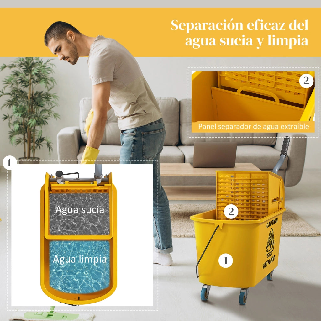 Secchio con scolapiatti e ruote ¨C Minimal ¨C Giallo 45x26.5x70 cm