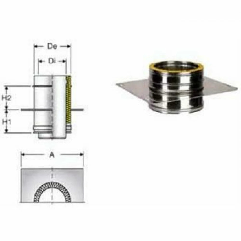 Inox doppia parete piastra con e lemento diritto d.130