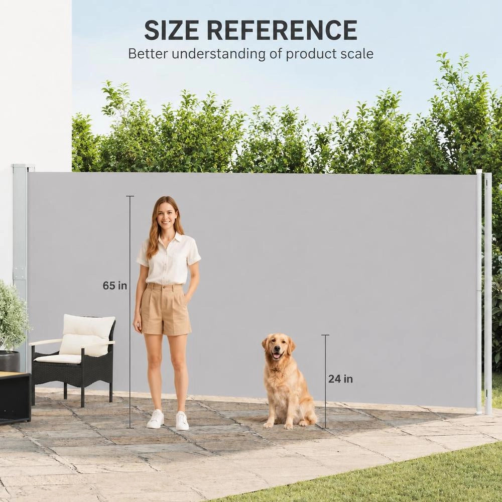 Extendable Side Awning 180x600 Cm Grey