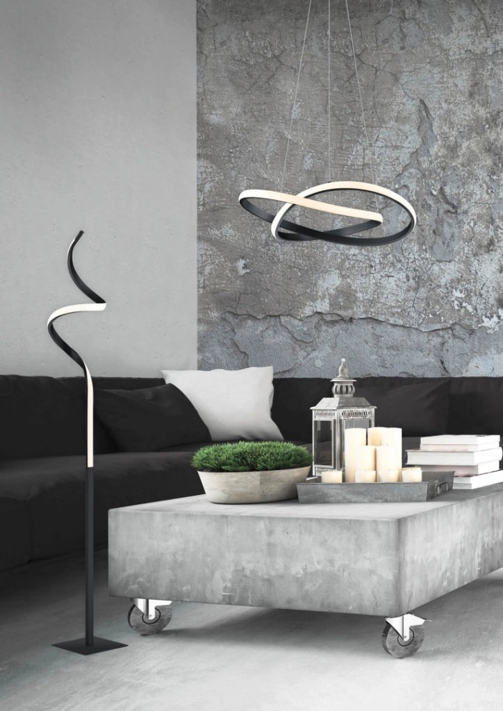 Piantana LED ondulata, metallo, antracite, H 145 cm, Course