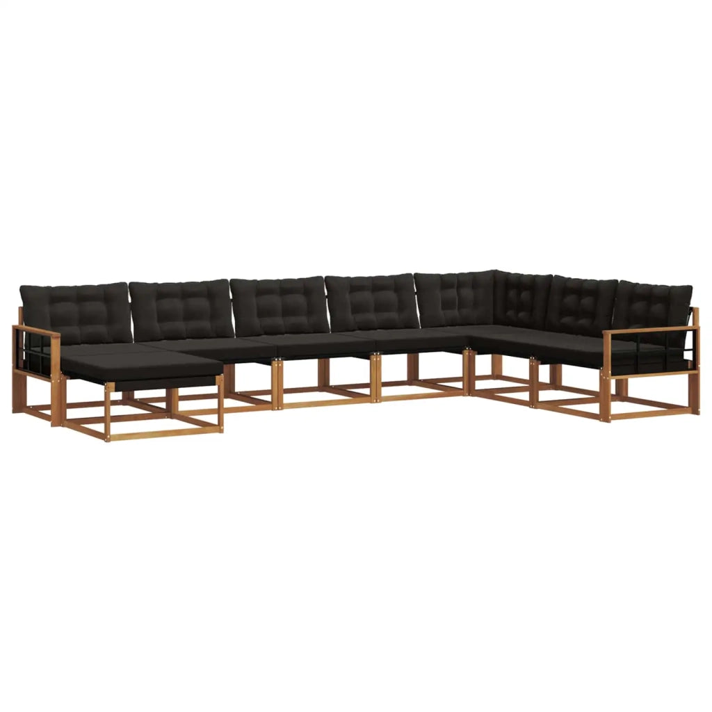 Set di divani da esterno con cuscino 8 pcs Naturale e Nero 3369751