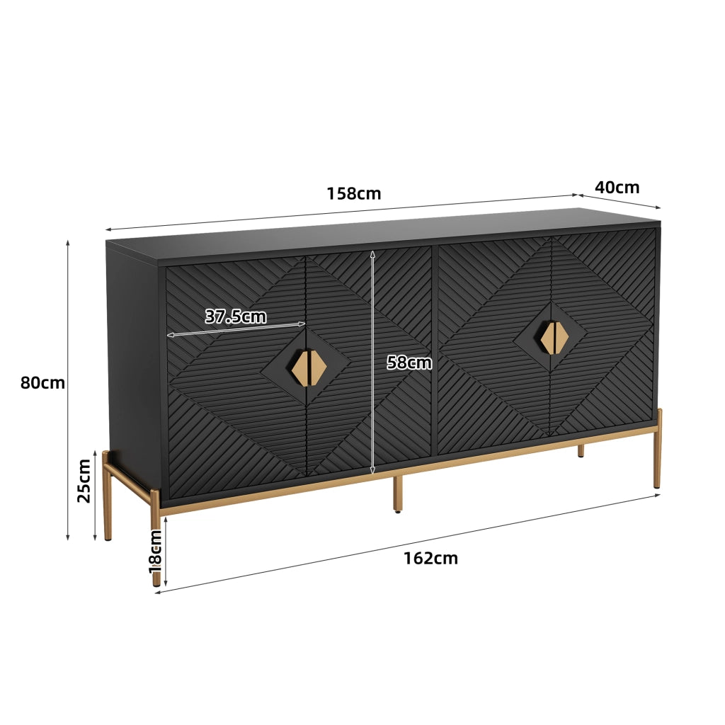 SIDEBOARD 162 x 40 x 80 cm Nero in MDF e pannello truciolare