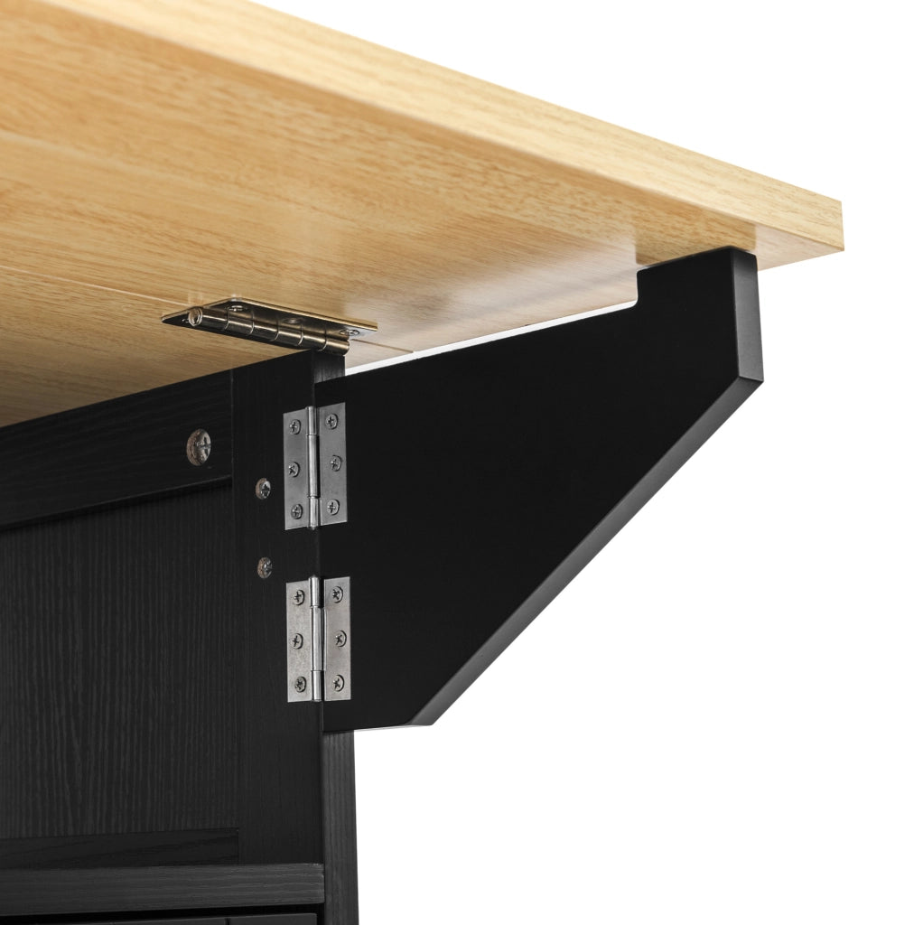 Isola cucina mobile 120x80x92 cm in MDF nero, piano estensibile e contenitori