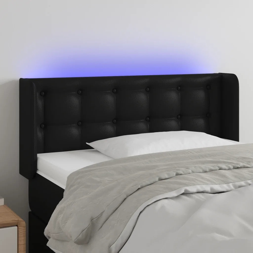 Testiera a LED-Testata con LED Nera 103x16x78/88 cm in Similpelle 915451