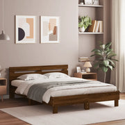 Giroletto Testiera-Struttura Letto Rovere Marrone 140x200 cm Legno Multistrato